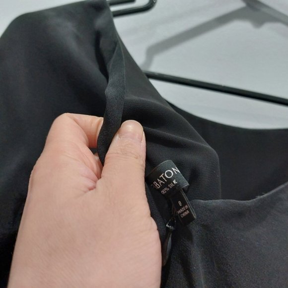 Aritzia Babaton Black Silk Scoop Neck Shift Dress Size 0 - Picture 8 of 9